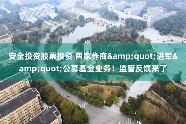 安全投资股票投资 两家券商&quot;进军&quot;公募基金业务！监管反馈来了