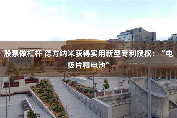 股票做杠杆 德方纳米获得实用新型专利授权：“电极片和电池”