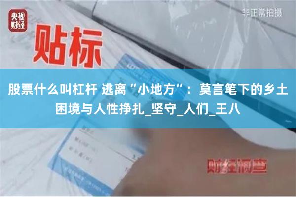 股票什么叫杠杆 逃离“小地方”：莫言笔下的乡土困境与人性挣扎_坚守_人们_王八