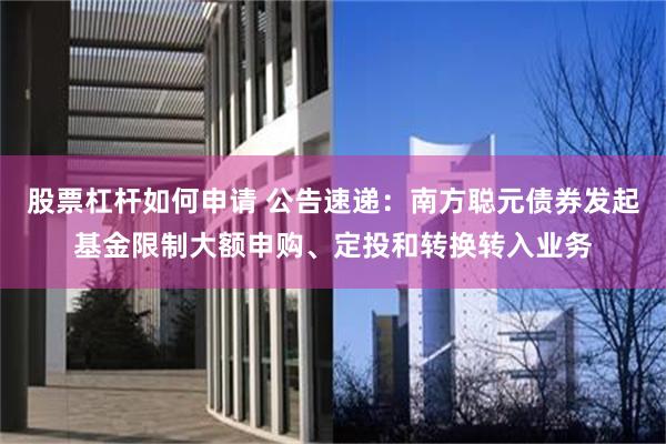 股票杠杆如何申请 公告速递：南方聪元债券发起基金限制大额申购、定投和转换转入业务