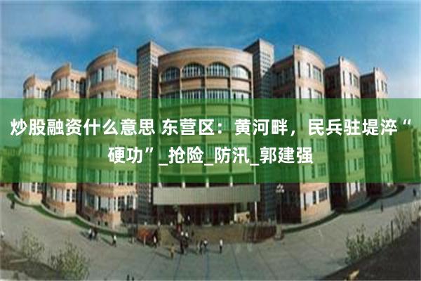 炒股融资什么意思 东营区：黄河畔，民兵驻堤淬“硬功”_抢险_防汛_郭建强