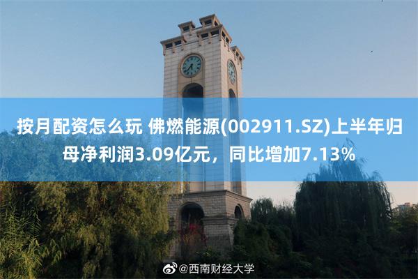 按月配资怎么玩 佛燃能源(002911.SZ)上半年归母净利润3.09亿元，同比增加7.13%