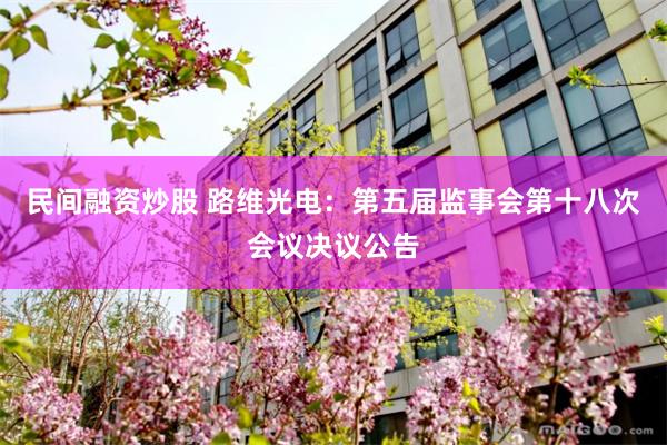 民间融资炒股 路维光电：第五届监事会第十八次会议决议公告