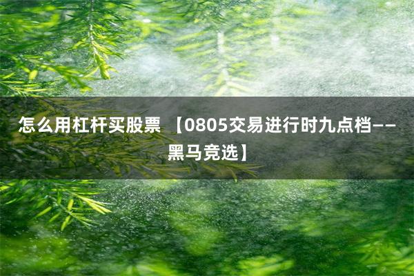 怎么用杠杆买股票 【0805交易进行时九点档——黑马竞选】
